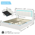 thumbnail image 6 of Queen LED Bed Frame with 4 Storage Drawers and USB Ports and LED Headboard, Faux Leather Upholstered Platform Bed Frame with 3 Side Light Strip,White, 6 of 8