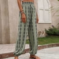 thumbnail image 6 of Zpanxa Wide Leg Pants Woman Slim Slightly Elastic Versatile Plaid Wide Leg Casual Pants Green L, 6 of 6