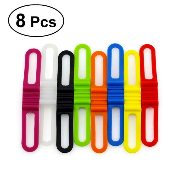 EeaseCA 8 PCS Silicone Band Flashlight Phone Strap Tie Ribbon High Elastic Mount Holder (14 x 2.2cm)