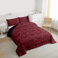 thumbnail image 3 of Feelyou Adult Boho Damask Queen Comforter Set, Maroon Butterfly Moth Bedding Set, 3pcs, 3 of 8