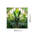 thumbnail image 2 of 50cm Green Fan Shaped Art Glass Window Film Static Cling Sticker Privacy Decal For Interior Doors Bathrooms Kitchens, 2 of 5