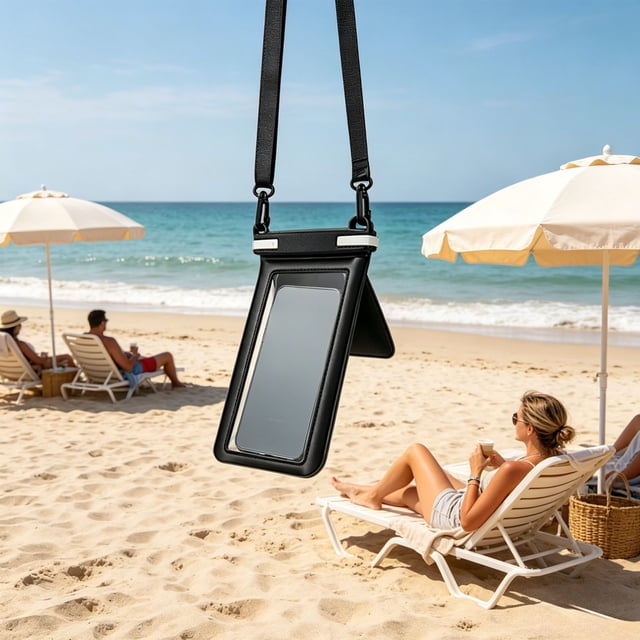 Waterproof Phone Pouch IPX8 Waterproof Phone Case Dry Bag With Card Holder Touch Screen Underwater Phone Bag Adjustable Lanyard For Swimming Beach Diving Travel Use
