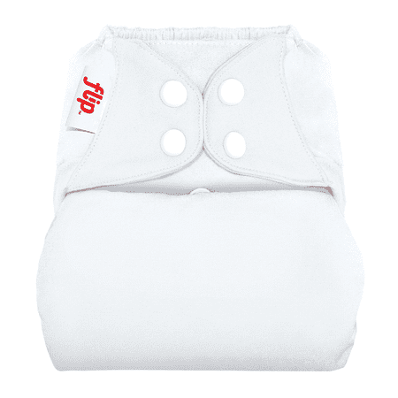Flip Cloth Diaper Cover - Snap - One Size - White (fits babies 8-35