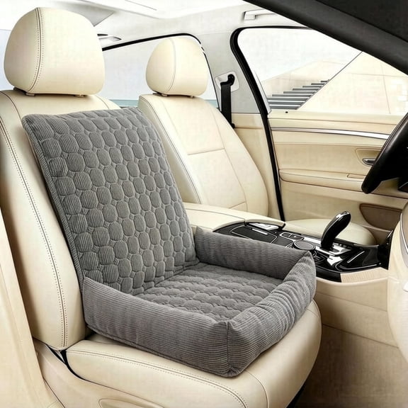 JoyPetto Non‑Slip Car Seat Cover Bed, Soft Durable Travel Mattress for Dog Back‑Seat Vehicle Protection（Drak Gray）