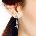 thumbnail image 4 of Abstract Greek Key Style .925 Sterling Silver Post Dangle Earrings, 4 of 5