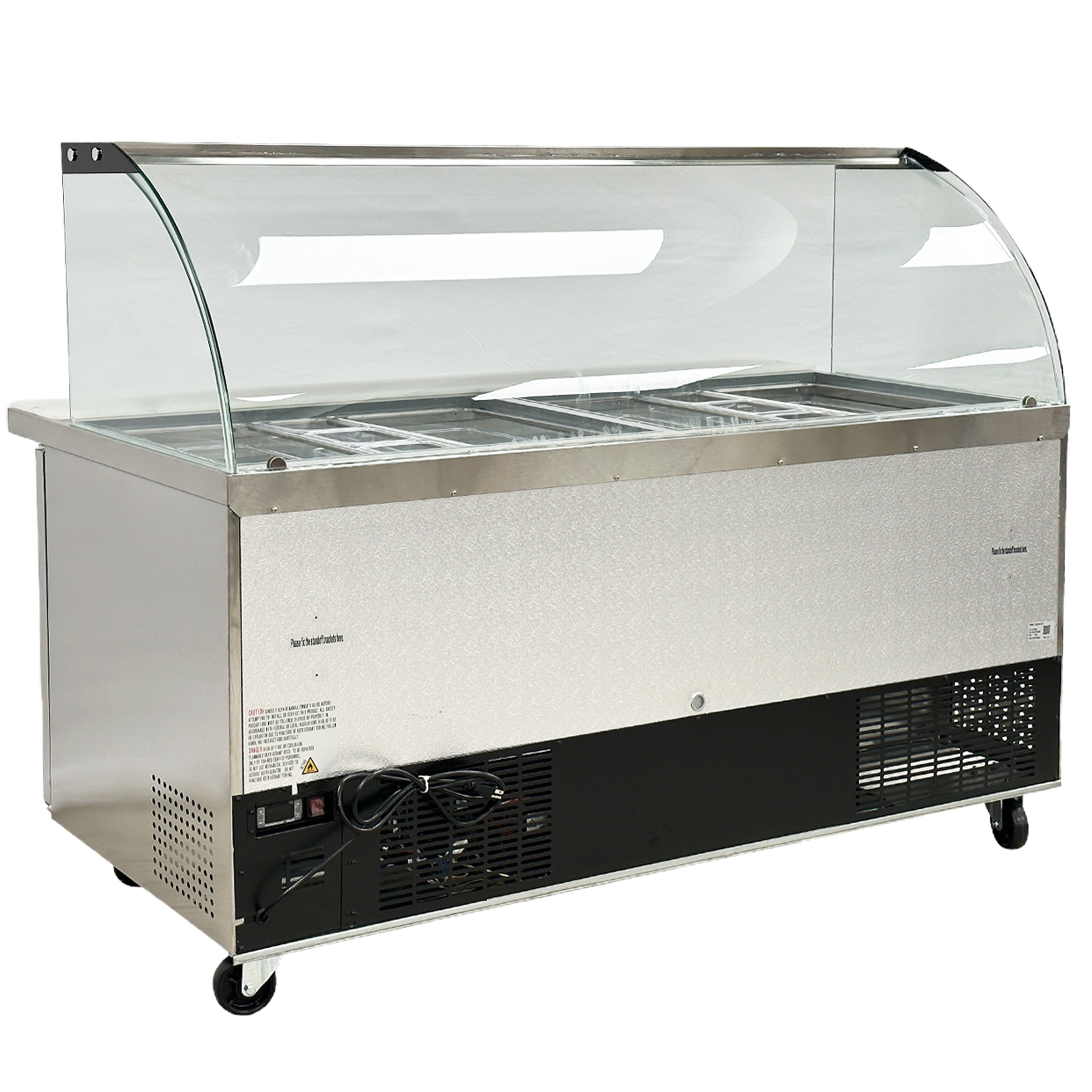 72 in. Three-Door Salad Bar Refrigerated Buffet Cold Table 20.6 Cu.Ft. Salad Prep Table