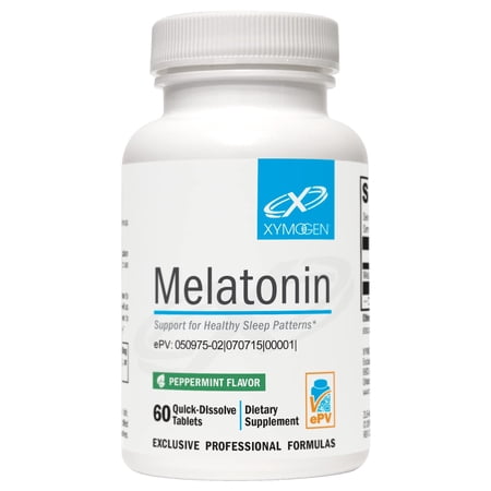 XYMOGEN Melatonin - 3 mg Melatonin Supplement - Sleep Pattern & Circadian Rhythm Support - Quick-Dissolve Tablet - Vegan & Gluten-Free - Peppermint Flavor - 60 Tablets