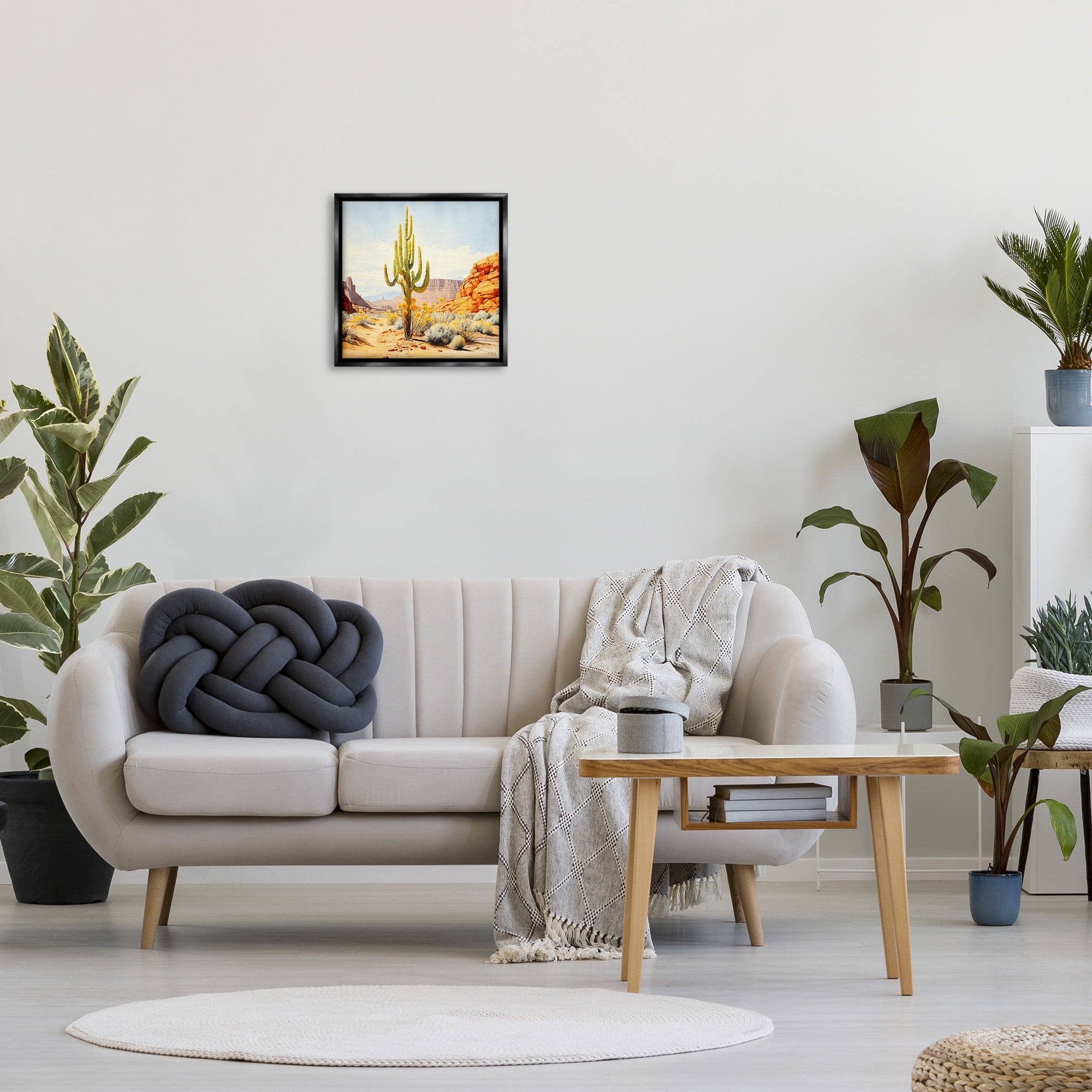 Stupell Industries Desert Canyon Mesa Landscape Painting Black Floater Framed Canvas Art Print Wall Art, 18 x 18