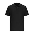 thumbnail image 6 of YLSDY Eyelet Button Collared Shirts for Men Short Sleeve T-Shirts Golf Button Collareds Summer Beach Casual Solid Color Blouse Tops Black S, 6 of 6