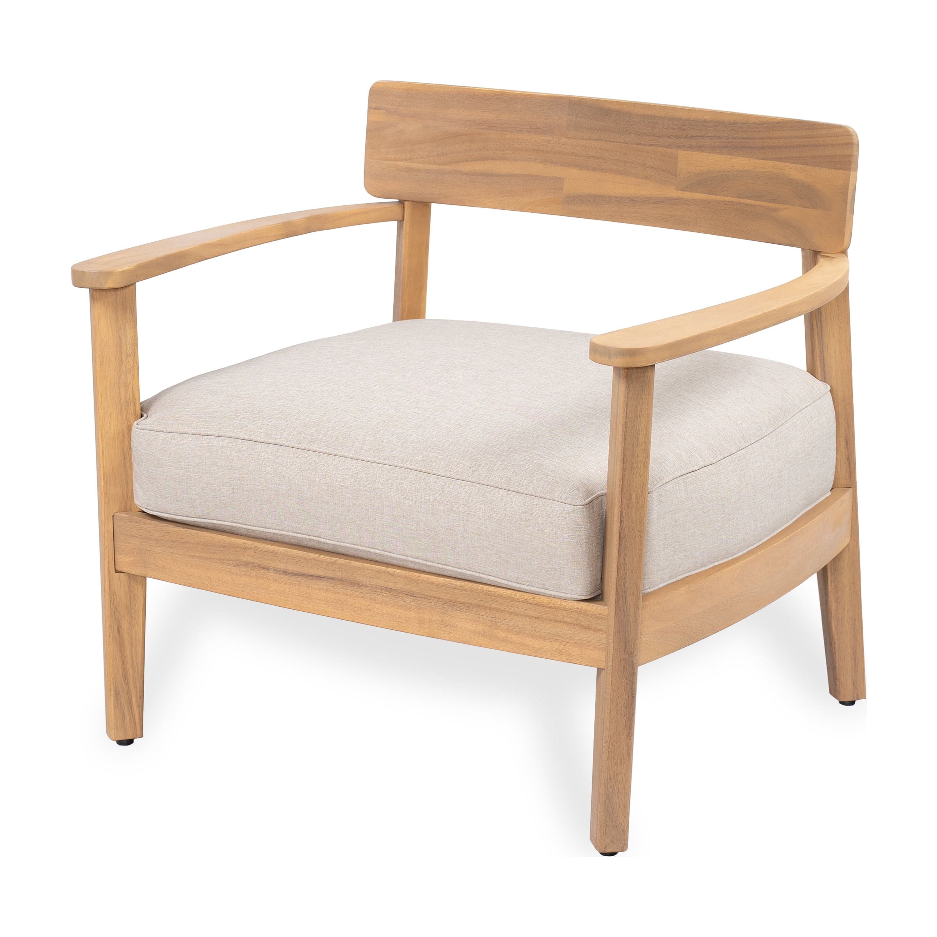 Acacia Wood Club Chair with Seat Cushion for Patio Garden Deck, Teak