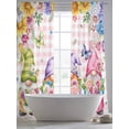 thumbnail image 5 of Watercolor Gnomes Floral Sheer Curtains 84 Inch Length 2 Panels Set Window Treatments, Spring Butterflies Flowers Pink Plaid Rod Pocket Semi Curtains for Living Room/Bedroom/Kitchen, 104"W x 84"L, 5 of 7