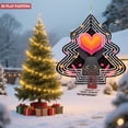 thumbnail image 3 of Vibrant Metal Hanging Christmas Tree Wind Spinner - Whimsical Design with Heart Patterns & Concentric Circles for Garden Decor, 3 of 7