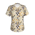 thumbnail image 4 of Wukai Snake And Floral Classic V-Neck T-Shirt for Women: Comfortable, Stylish, and Versatile Wardrobe Essential-Large, 4 of 7
