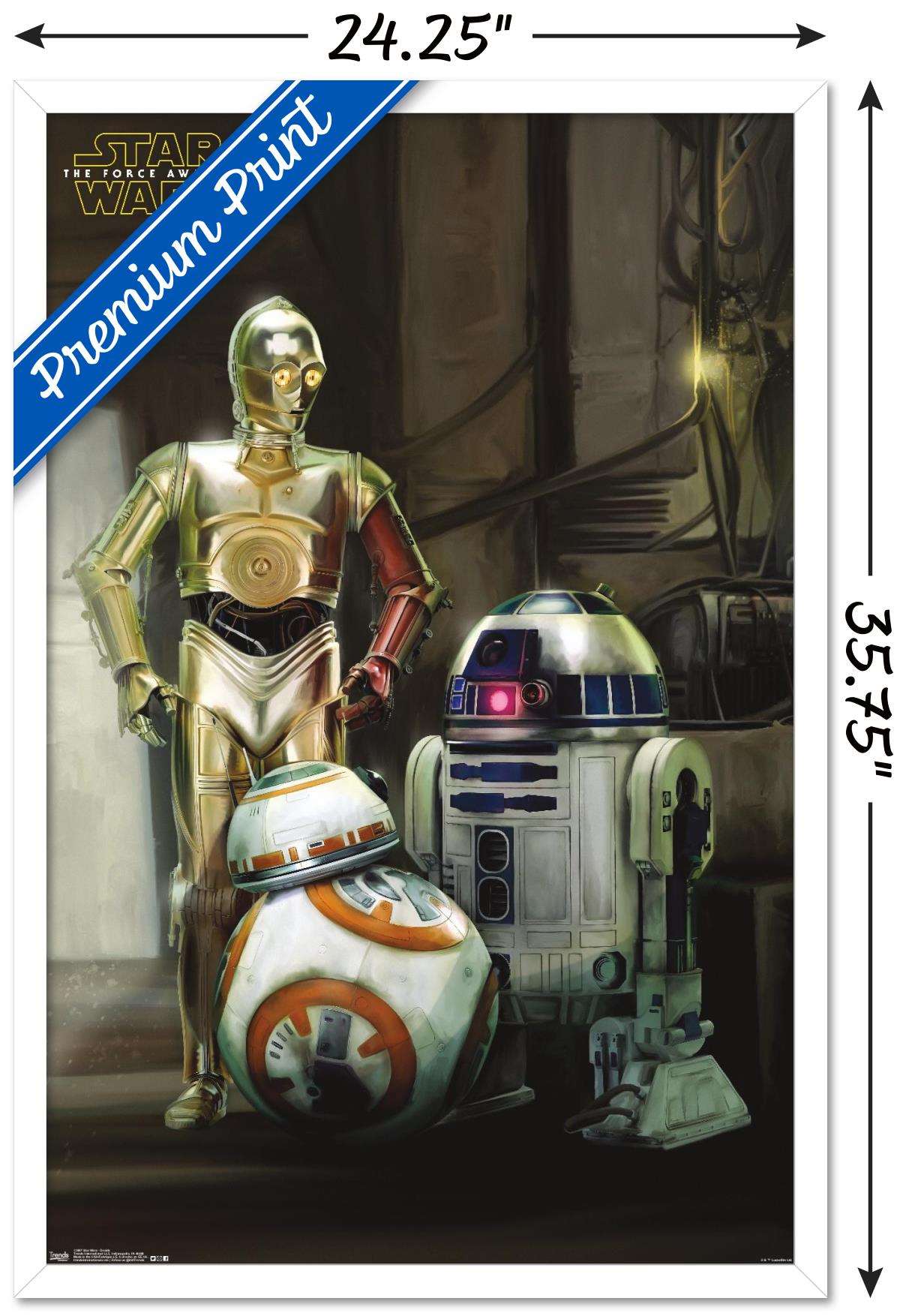 Star Wars: The Force Awakens - Droids Wall Poster, 22.375" x 34", Framed