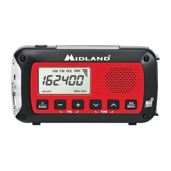 Radio meteorológica Midland ER10VP con linterna y alerta de emergencia