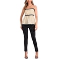 thumbnail image 2 of INSPIRAR CHIC Blusas de Verano para Mujeres con Tirantes Ajustables y Sin Mangas, con Contraste en el Peplum, Talla XL, Color Albaricoque, 2 of 6