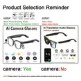 thumbnail image 2 of Smart Glasses(Camera/ Audio Only Versions)- AI Real-Time Translation (110+ Languages), HD Video Recording, AI Voice Control, Calling And Hifi Music - Sports Glasses for, Skiing,, 2 of 11
