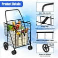 thumbnail image 6 of Safeplus Foldable Shopping Cart, Heavy Duty Utility Cart with Rolling Swivel Wheels&Double Basket, Grocery Cart for Grocery Laundry Book Luggage Travel, 6 of 8