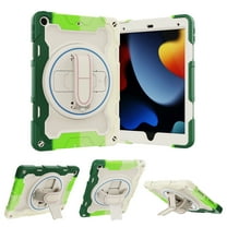 Dteck Case for iPad 9th/8th/7th Gen 10.2 inch,Heavy Duty Protection Rugged Case Shockproof Rubber Kickstand Cover with Hand Strap for iPad 10.2" 2021/2020/2019,Green/Colorful