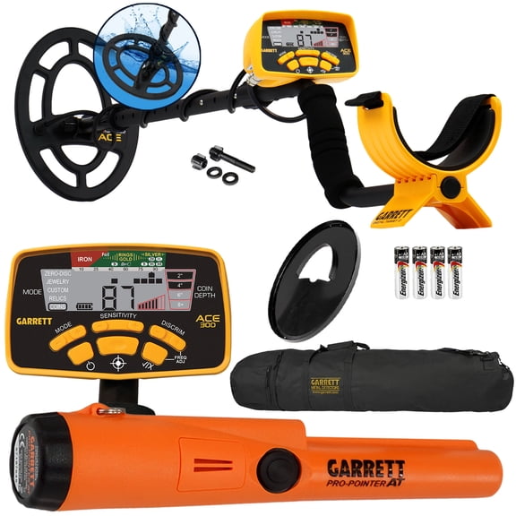 Garrett ACE 300 Metal Detector with Waterproof Coil Pro-Pointer AT and Carry Bag