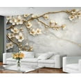 thumbnail image 2 of Modern White Flowers Custom Wallpaper Abstract Marble Texture Wall Murals Living Room Bedroom Background Nordic Modern Art 3D Wall Mural Home Decor 158"W x 110"H (Not Peel and Stick), 2 of 6