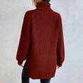 thumbnail image 5 of Gibobby SuéTer Para Mujeres Para Frío Suéter de punto de color sólido con cuello a la moda para mujer con dobladillo dividido y mangas acampanadas(Rojo,M), 5 of 5