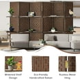 thumbnail image 4 of YODOLLA 6 Panel Room Divider, 6 FT Tall&Extra Wide Weave Fiber Room Divider with Storage Shelves, Folding Wall Dividers, Room Separators Dividers, Brown, 4 of 6