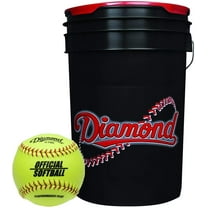 Diamond Sports 6-Gallon Black Ball Bucket with 18 11YSC 11-inch Yellow Softballs
