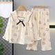 thumbnail image 3 of Odeerbi 2-12 Años Niños Niñas Pijama de Algodón Conjuntos Tops de Manga Larga A Rayas Pantalones Conjunto de Pijama de Dos Piezas, 3 of 3