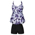 thumbnail image 3 of Plus Size Tankini Swimsuits for Women Two Piece Bathing Suits Flyaway Tummy Control Swimwear with Boyshorts, 3 of 8
