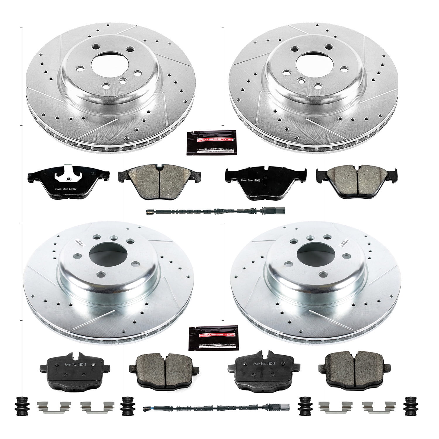 PowerStop Front and Rear Z23 Evolution Sport Carbon-Fiber Ceramic Brake Pad and Drilled & Slotted Rotor Kit Fits: BMW Select Models K7552