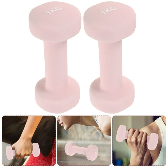 PAMINGONO 2Pcs Pink Cast Iron Dumbbells Home Gym Exercise Strength Training 14.0X6.0X6.0in