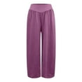 thumbnail image 4 of Women's High Waisted Flowy Palazzo Pants with Pockets, Knit Fabric, Wide Leg, Multiple Color Options, 4 of 4