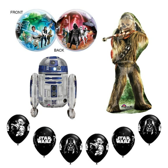 STAR WARS DELUXE Happy Birthday Balloons Decoration Supplies Chewbaca R2D2 Chewy by Anagram