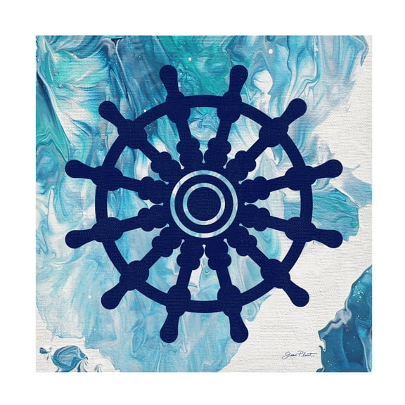 Canvas Wall Art - Jean Plout 'Abstract Ocean D' Wall Art for Living Room, Bedroom, or Office Décor by Trademark Fine Art - 14 x 14 Inches