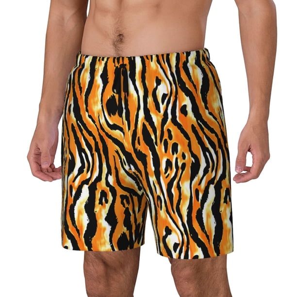 Fotbe Zebra Traje de Baño para Hombre – Shorts de Natación de Secado Rápido con Forro y Bolsillos-Large