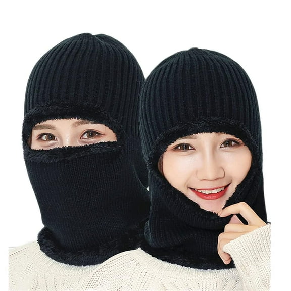 Winter Warm Elastic Soft Ear Protection Knitted Scarf hat Fleece Lined Beanie Hat for Men and Women