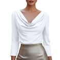 thumbnail image 3 of Women's Casual Loose Fit Long Sleeve Button Down Shirt Blouse Top Solid Color Soft Comfortable Business Casual Work Office Vacation Travel Outfits Fashion Essential Gift for Women, 3 of 9