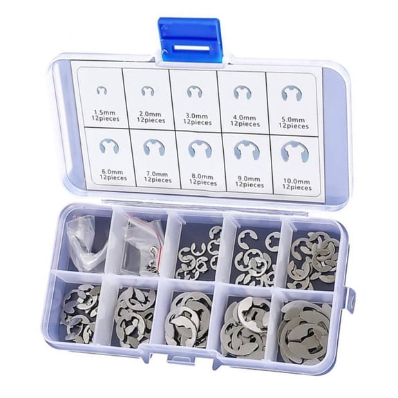 RANMEI 120Pcs E Circlip Shaft External Retaining Rings Clip Washer Stainless Steel