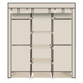 thumbnail image 3 of Cfowner 69"Portable Beige Clothes Wardrobe, Non-Woven Fabric Wardrobe Double Rod Storage Organizer, 3 of 7