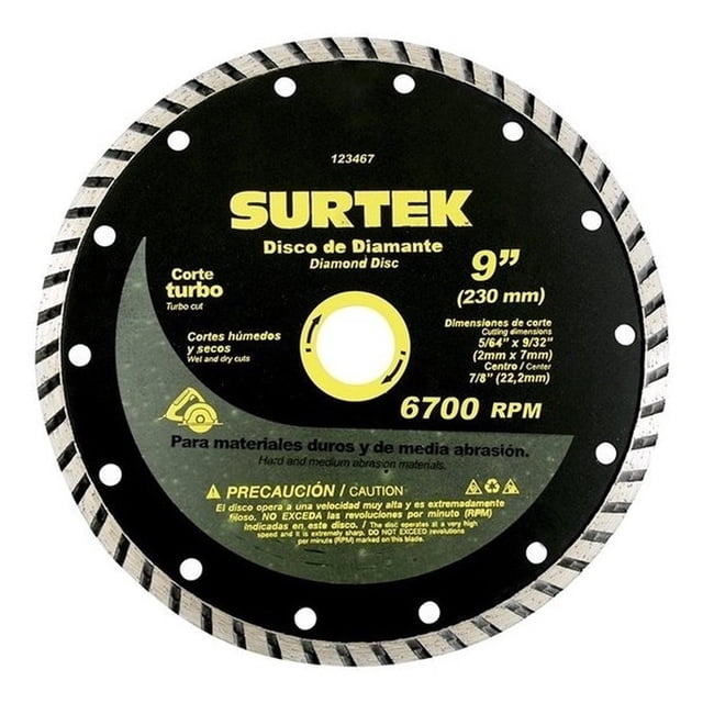 Disco De Diamante Corte Turbo 9 Pulgadas Surtek 123467 123467