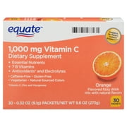 Equate 1000 mg Vitamin C Supplement, Orange Flavor, Powder, over the Counter, 30 Count