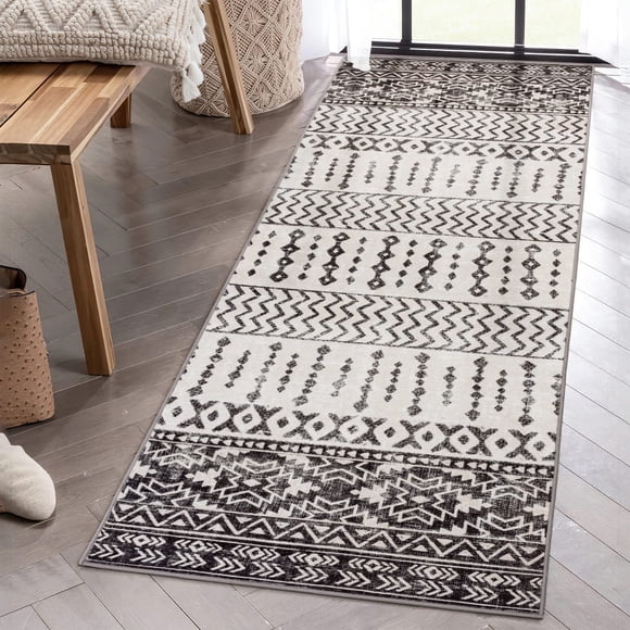 Alfombra Art&Tuft Runner, 76 x 203 cm, color negro, marroquí, lavable