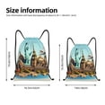 thumbnail image 2 of Xecao Iconic Global Landmarks Pattern Sports Drawstring Backpack - String Swim Gym Bag with Wet Proof Pocket for Women&Men-Small, 2 of 6
