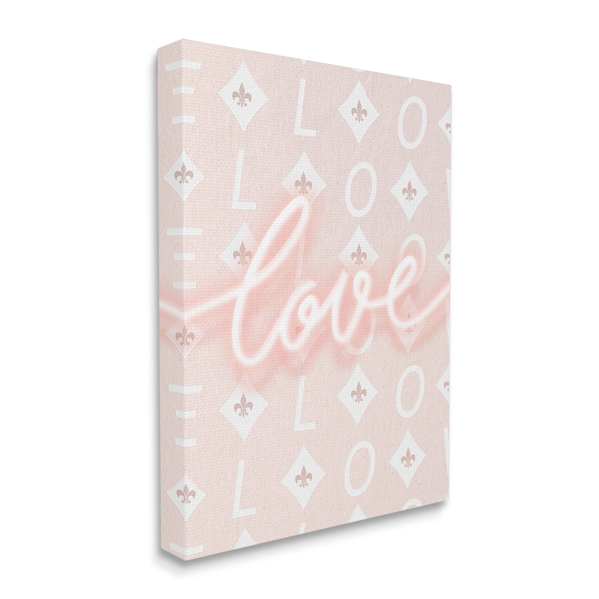 Stupell Industries Pastel Love on Pattern Typography Painting Gallery Wrapped Canvas Art Print Wall Art, 30 x 40