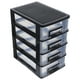 thumbnail image 1 of BRIGHTFUFU Armario de almacenamiento de cuatro capas Armario de plástico Tipo de armario Armario de almacenamiento multifunción portátil a prueba de polvo Organizador Muebles (negro y transparente), 1 of 7