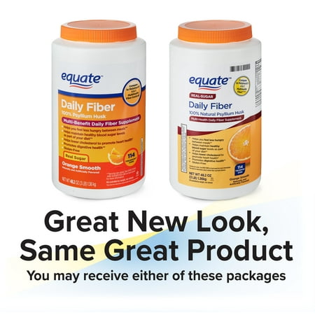 Equate Daily Fiber Orange Smooth Fiber Powder, 48.2