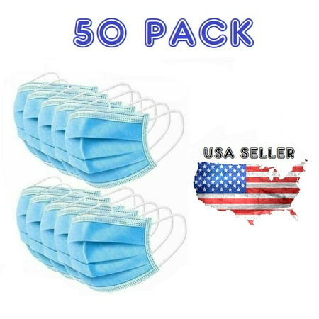 AB Volts 50-Pack Disposable Breathable 3 Ply Ear Loop Face Masks