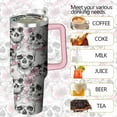 thumbnail image 4 of 40oz Skull Tumbler with Handle & Straw, Gothic Skeleton Floral Stainless Steel Insulated Cup | Travel Mug Horror Theme Halloween Birthday Gift for Men & Women, 4 of 6