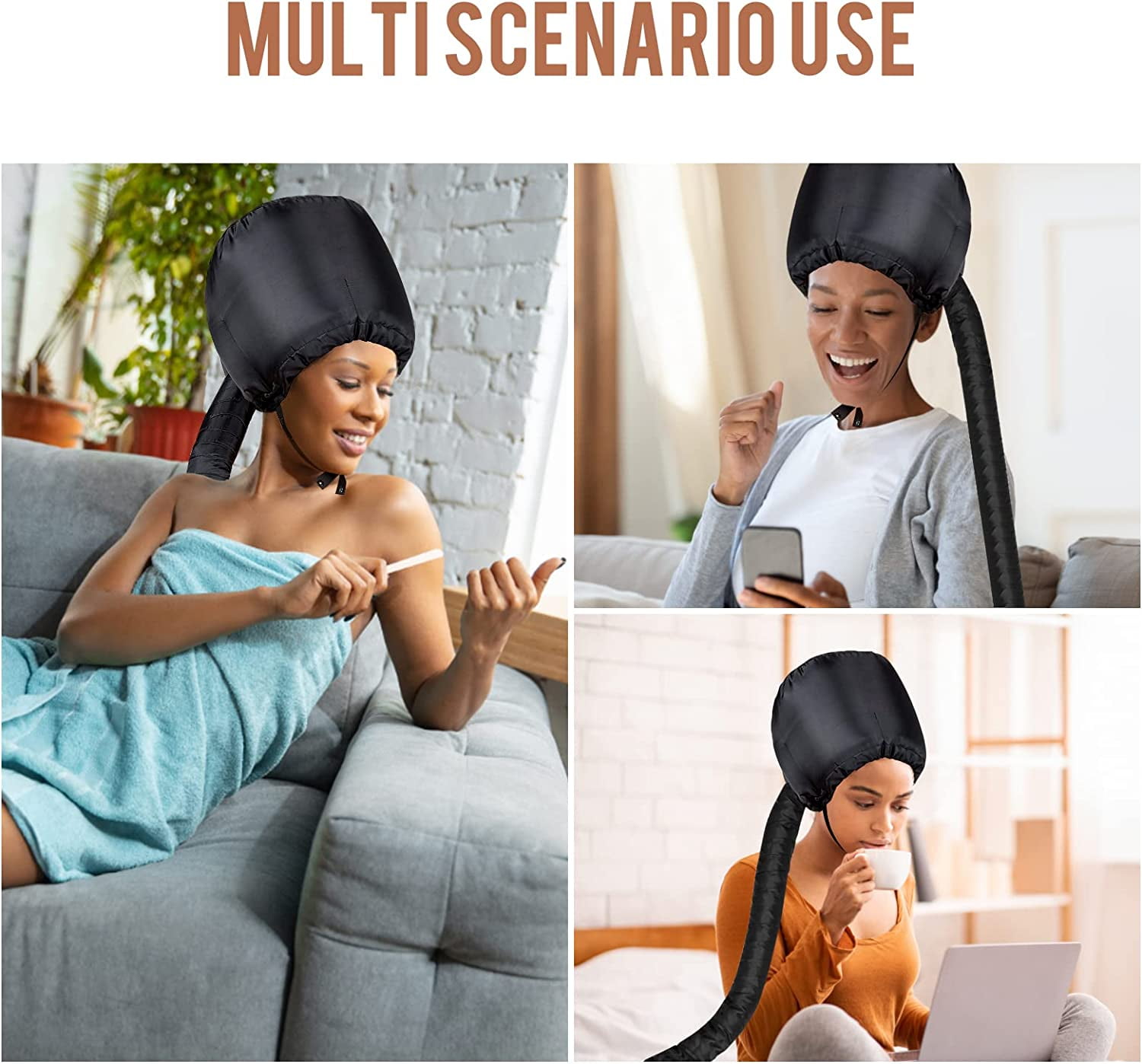 ENROSLU Bonnet Hood Hair Dryer Attachment Hair Dryer Bonnet with Elastic Strap Used for Hair Styling Deep Conditioning and Hair Drying Black Walmart